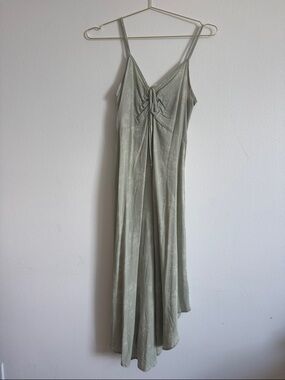 mahina Sage Green Maxi Slip Dress with Front Tie